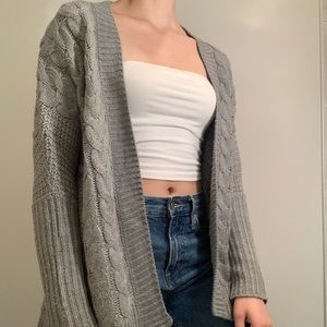 Forever 21 Grey Slouchy Cable Knit Cardigan